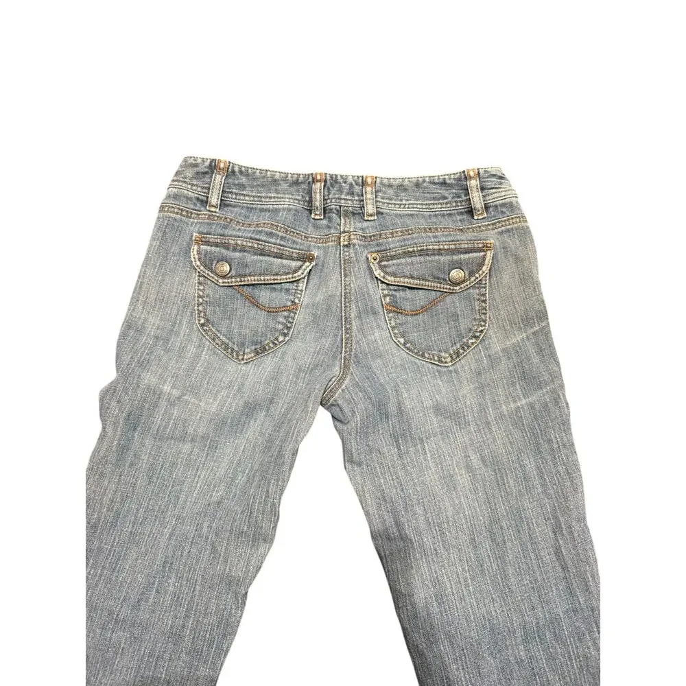 Ann Taylor Loft Marisa Blue Denim Cuffed Crop Capris Jeans Size 4